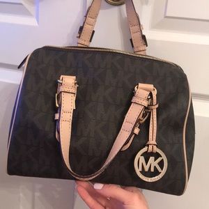 Michael Kora Leather Logo Rounded Tote